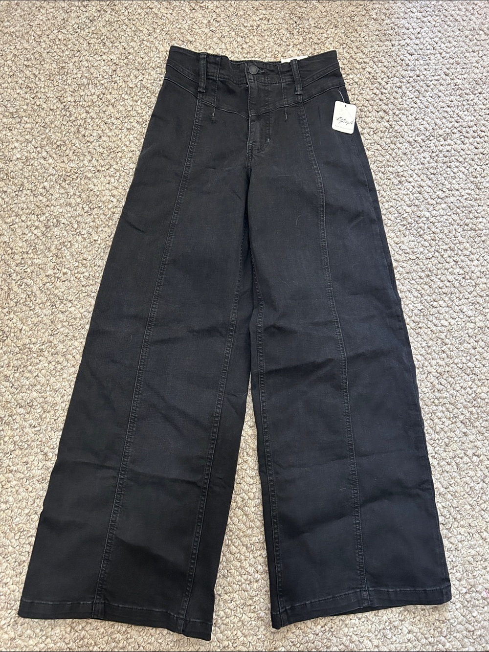 NWT- Free People Libre wide leg jeans-size 26 short- black